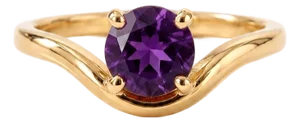 Purple Amethyst v-Shape Solitaire Ring • Dainty Minimalist Stacking Ring • February Birthstone Ring Us 7