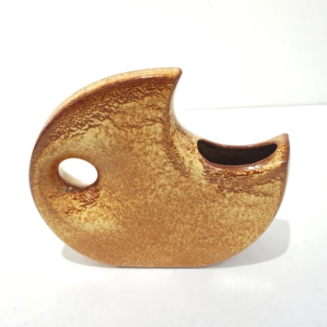 1960 Bertoncello Italian Vintage Abstract Sculpture Brown Red Beige Ceramic Vase For Sale - Image 11 of 12