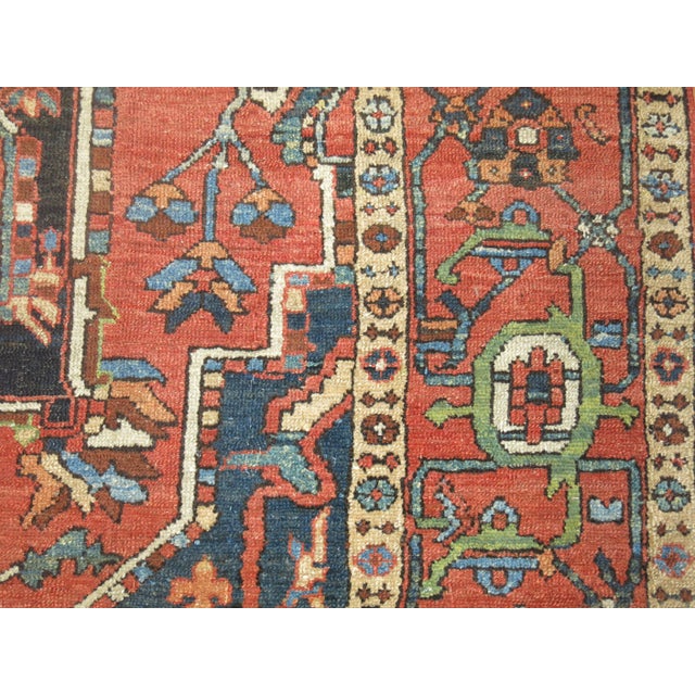 Early 20th Century Antique Heriz Rug - 9'11" x 14'1" For Sale - Image 5 of 12