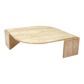 Teardrop Travertine Coffee Table For Sale