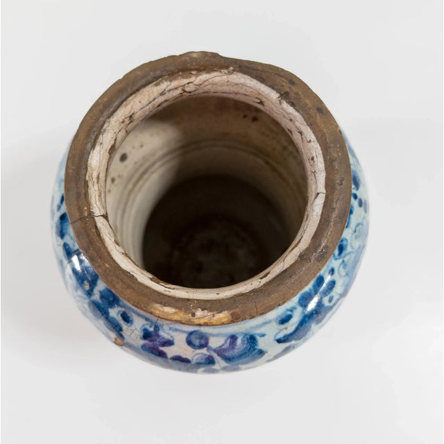 Ceramic 17th Century Italian Blue and White Majolica Maiolica Faience Albarello Drug Jar For Sale - Image 7 of 12