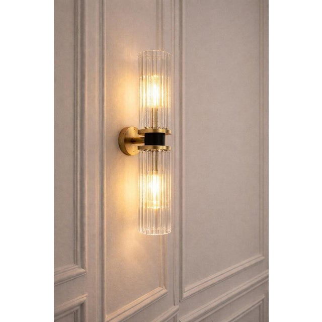 Contemporary Magda IV Wall Lamp in Brass with Aluminum and Fluted Glass by Studio Marine Breynaert For Sale - Image 3 of 9