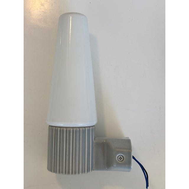 Sigvard Bernadotte Mid-Century Modern Wall Lights in Opaline Glass and Ceramic by Sigvard Bernadotte for Ifö, 1960s, Set of 2 For Sale - Image 4 of 10