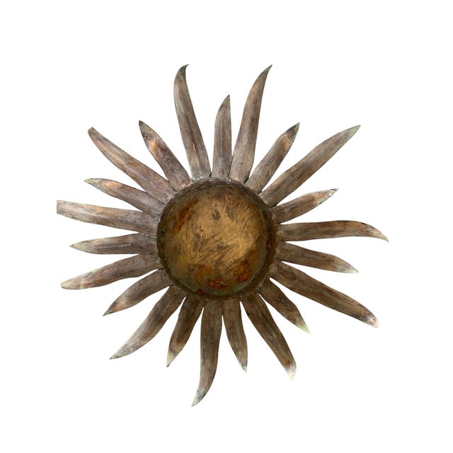 Striking vintage Mexican decorative planter or urn stand featuring a distinctive pineapple-leaf crown design. The piece...