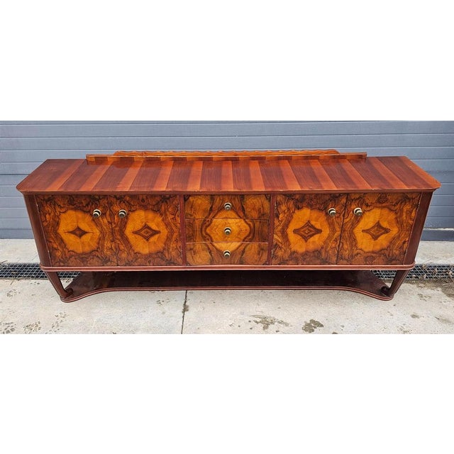 Art Deco Sideboard in Burl Walnut Veneer with Rich and Dramatic Grain, 1940s For Sale - Image 9 of 12