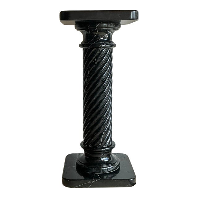 Vintage Italian Carved Black Marble Pedestal For Sale