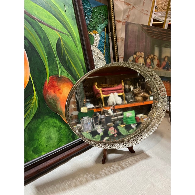 1920s Antique Filigree Vanity Tray Mirrored For Sale - Image 5 of 6