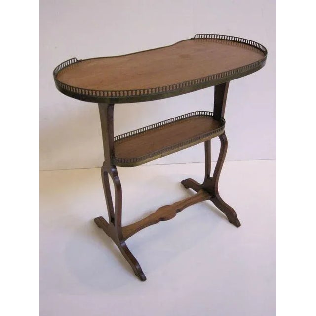 French Tiered Tray Table of Mahogany with Brass Gallery For Sale - Image 9 of 11