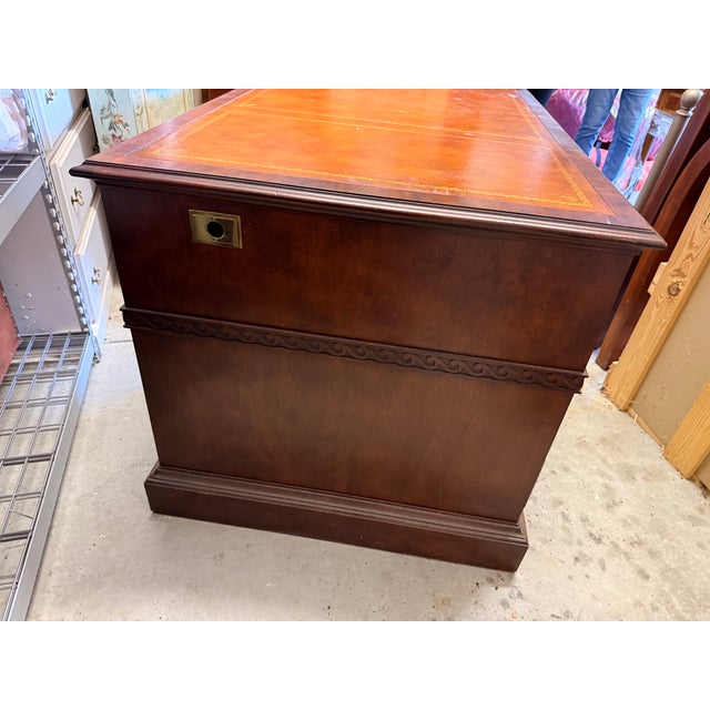 Wood Baker Furniture Traditional Executive Leather Top Partner’s Desk For Sale - Image 7 of 9