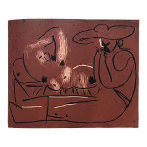 Picasso 16 Femme Couchee Et Homme Au Grand Chapeau