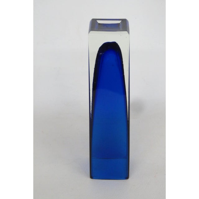 Mid 20th Century Cobalt Blue Glass Bud Vase Mid Century Modern Rectangular Murano Style 4922b For Sale - Image 5 of 12