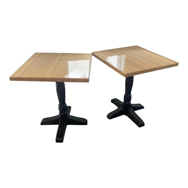 Pair of Vintage 1990s,solid Oak. Butcher Block Top, Bistro/Pub Tables For Sale