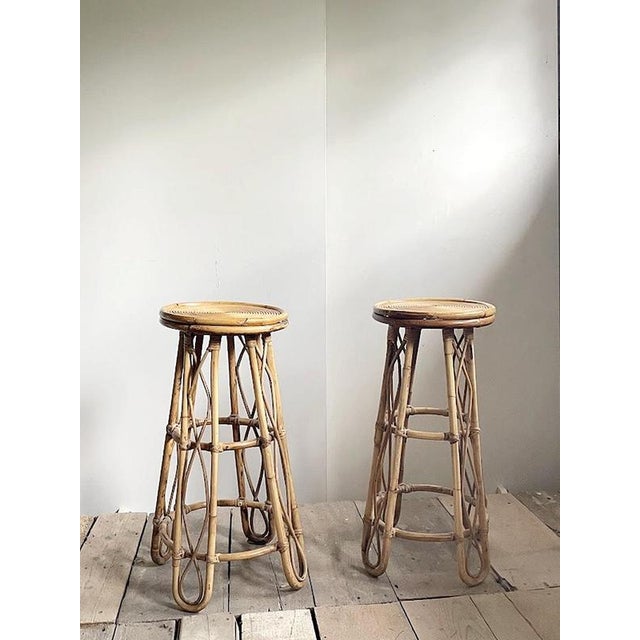 1970s Vintage Sculptural Rattan Bar Stool, Japan, 1970s For Sale - Image 5 of 10