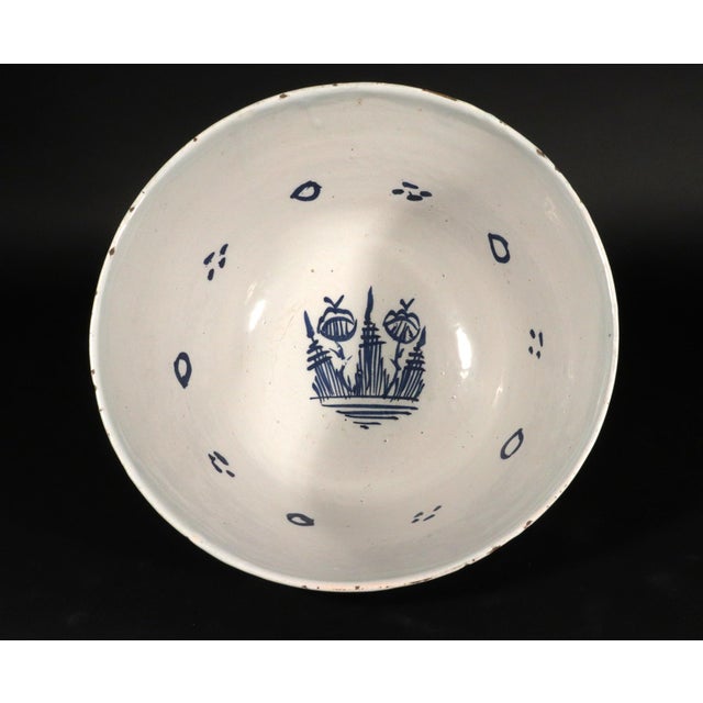 Ceramic Dutch Delft Blue & White Botanical Bowl For Sale - Image 7 of 8