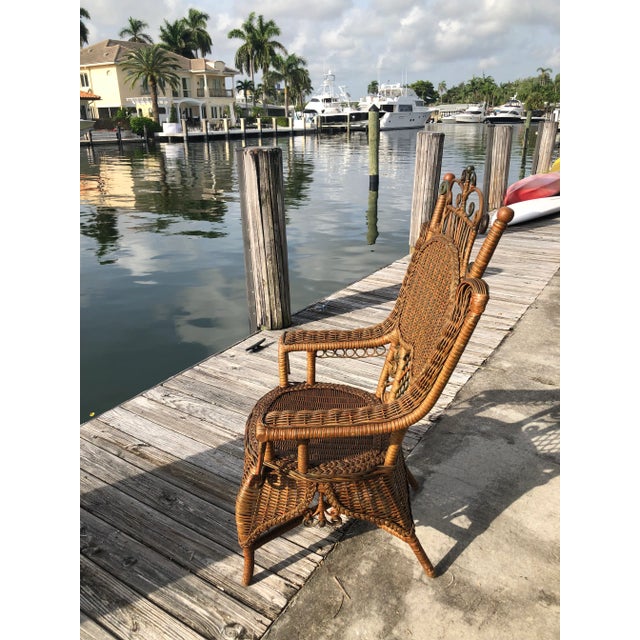 Early 20th Century Heywood- Wakefield American Victorian Wicker Arm Chair For Sale - Image 5 of 12