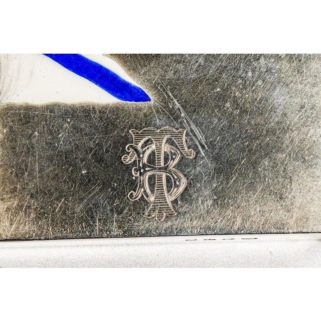 Lovely Sterling Silver Antique English Hand Painted Enamel Nautical Flag Victorian Match Safe Vesta Case Tobacciana For Sale In New York - Image 6 of 14