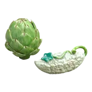 Vintage Miniature Artichoke & Cucumber Figurines