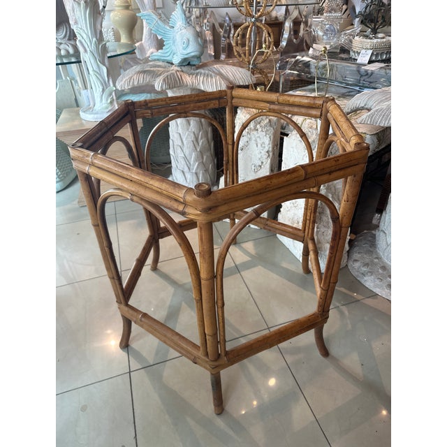 Vintage Brighton Pavilion Style Rattan Dining or Game Table Base For Sale - Image 11 of 11