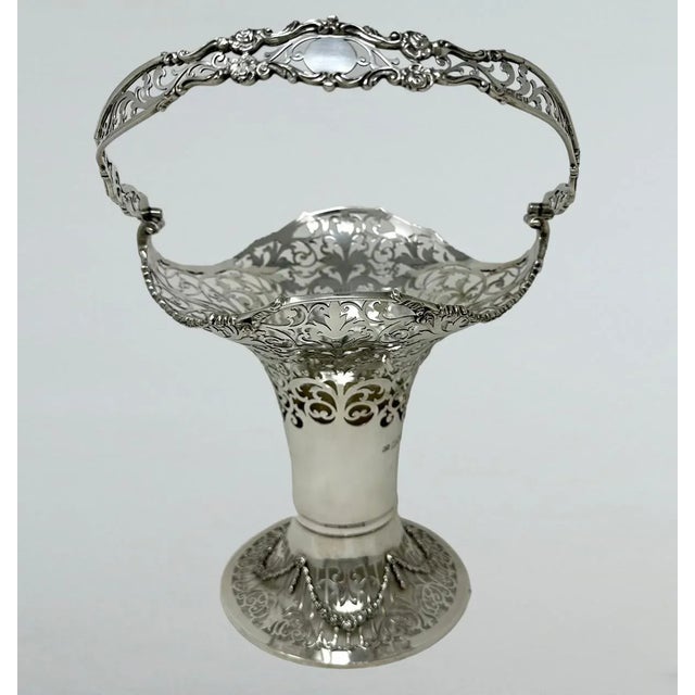 Mappin & Webb Antique English Sterling Silver Fruit Basket Bowl Centerpiece Mappin Webb 1913 For Sale - Image 4 of 12