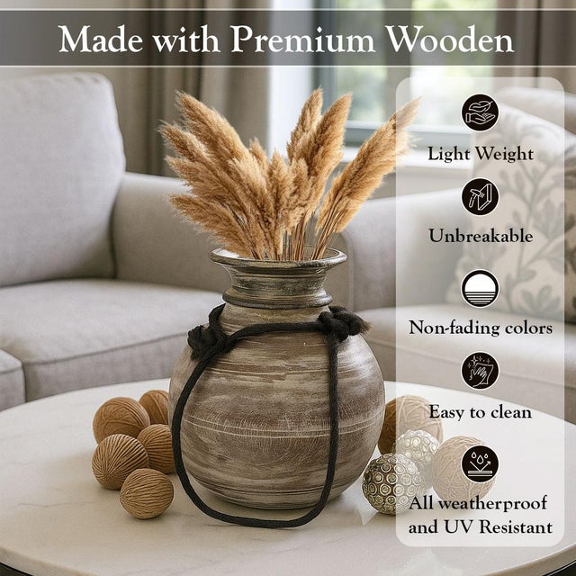 Art Deco Natural Finish Wooden Vase Decorative Accent for Any Room For Sale - Image 3 of 5