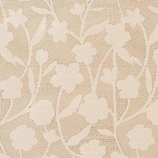 Schumacher Kantha Embroidered Flower Sisal Wallcovering In Neutral For Sale
