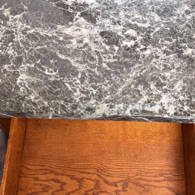 1900s Louis XVI French Oakwood Marble Top Antique Buffet W Mirror For Sale - Image 10 of 11