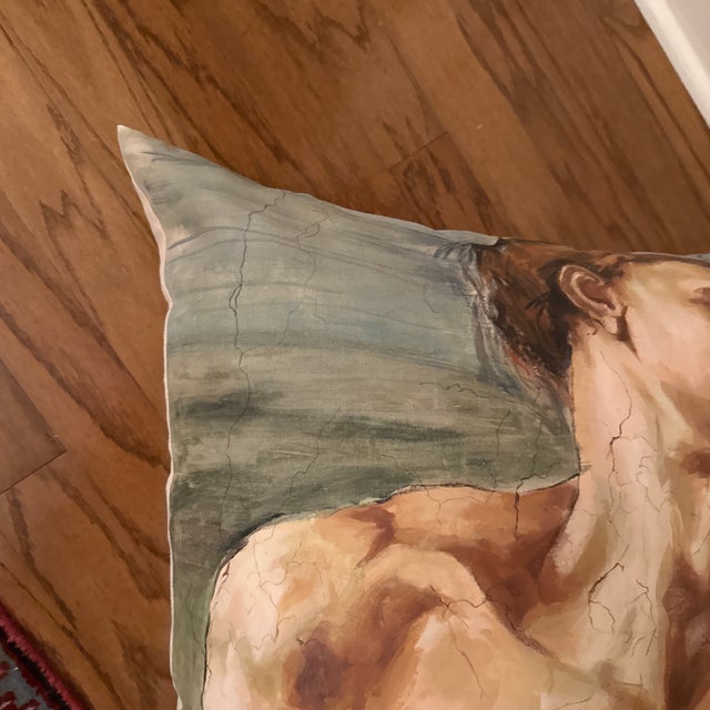 Hand Painted Pillow Classical Male Nude For Sale - Image 4 of 7