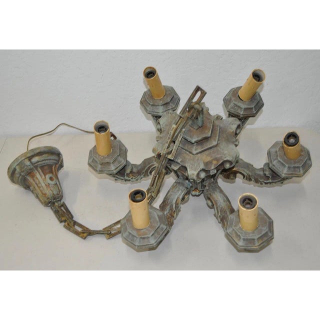 1930s Six Arm Composite Chandelier w/ Chain & Cap Beautiful Gothic style chandelier that will look great in any...