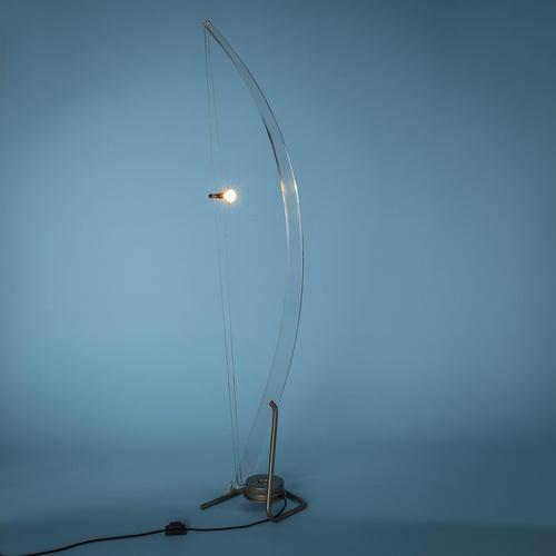 French work Floorlamp, France, circa 1990 Grey lacquered metal, acrylic glass, steel wire and halogen Height. 184 x Depth....