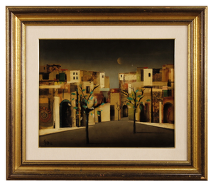 Italian Artist, City District, 1980, Mixed Media on Masonite, Framed