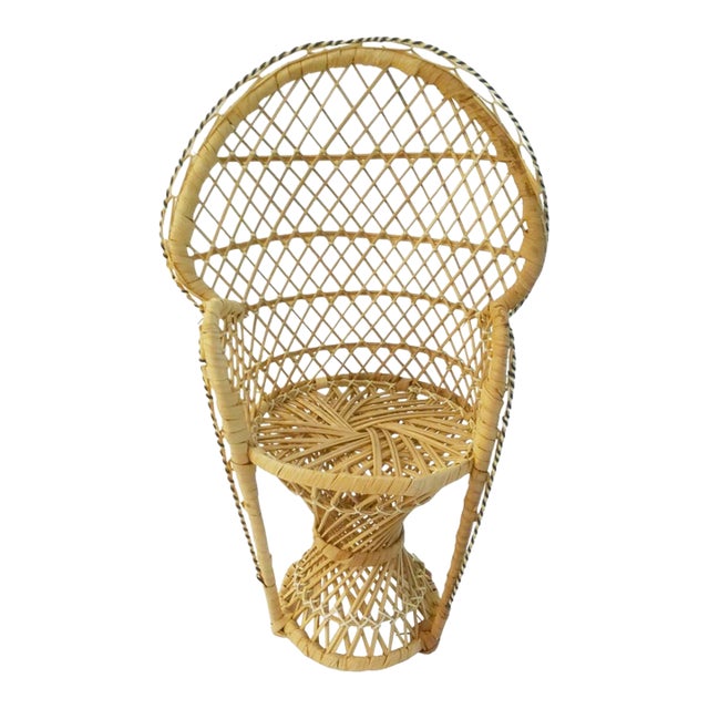 1970s Wicker Peacock Chair Plant Stand For Sale