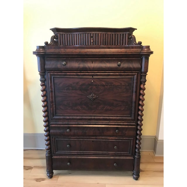 1840s Mahogany German Empire Secretary Desk For Sale - Image 13 of 13