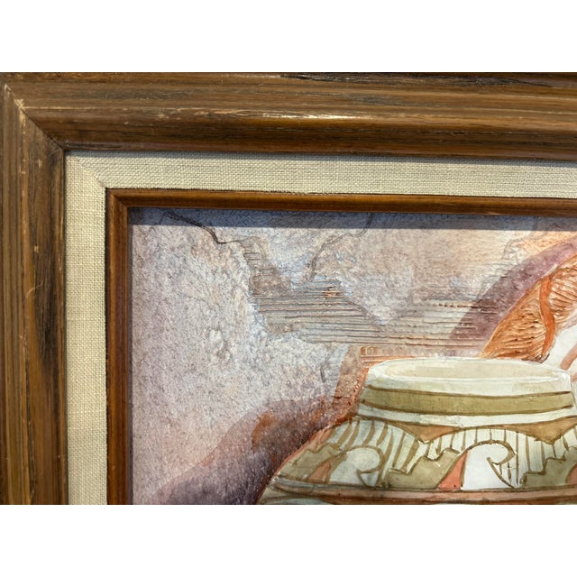 Rustic Vintage Myung "Mario" Jung Original Southwestern Pottery Still Life Sand & Oil Painting - Framed 16x20 For Sale - Image 3 of 18