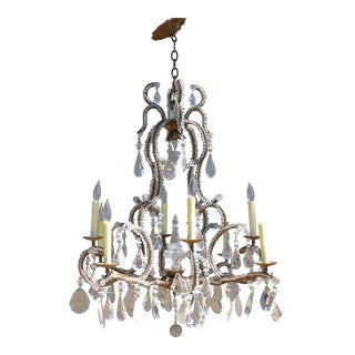 Mid 20th Century Rock Crystal Eight Light Chandelier For Sale