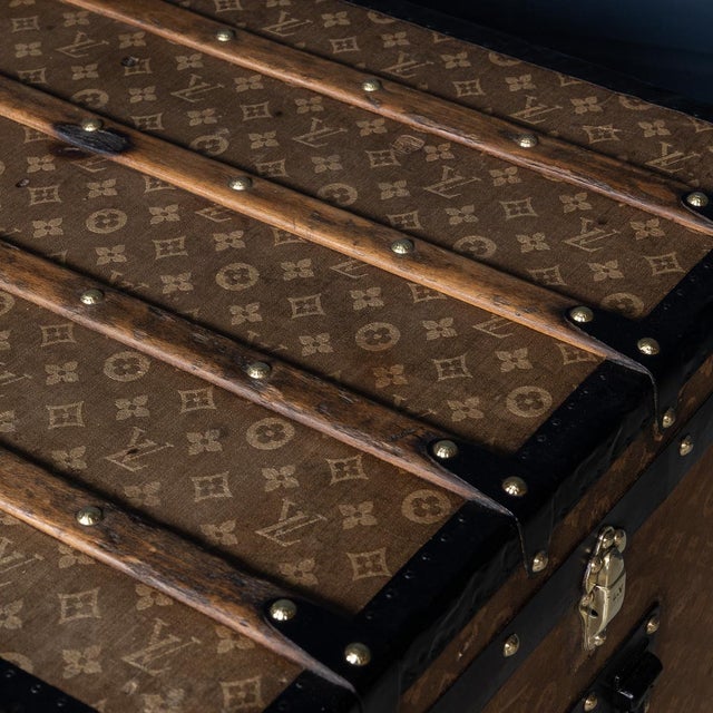 Antique Malle Haute Trunk in Woven Canvas from Louis Vuitton, France, 1900s For Sale - Image 9 of 18