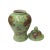 Chinoiserie Chinese Crackle Avocado Green Color Foo Dogs Porcelain Temple Jar For Sale - Image 3 of 6