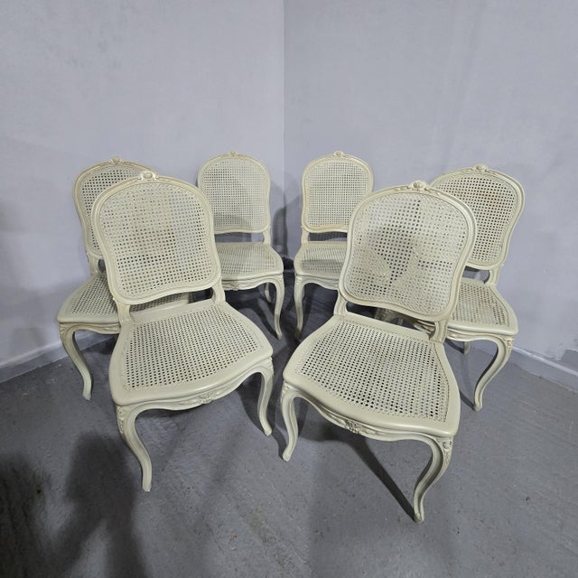 French Bergere Dining Chairs, 1910s, Set of 6 For Sale - Image 13 of 14