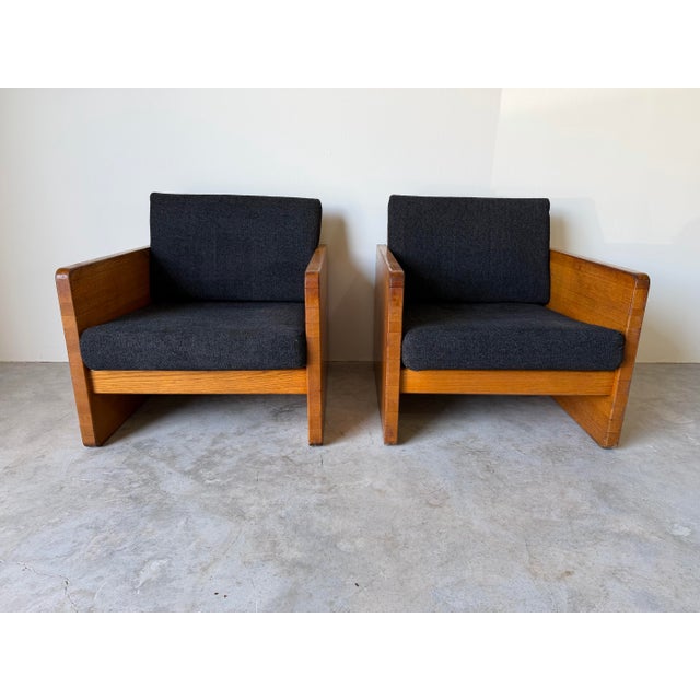 1970s Mid-Century Modern Milo Baughman - Style Architectural Cube Lounge Chairs – Pair For Sale - Image 10 of 17