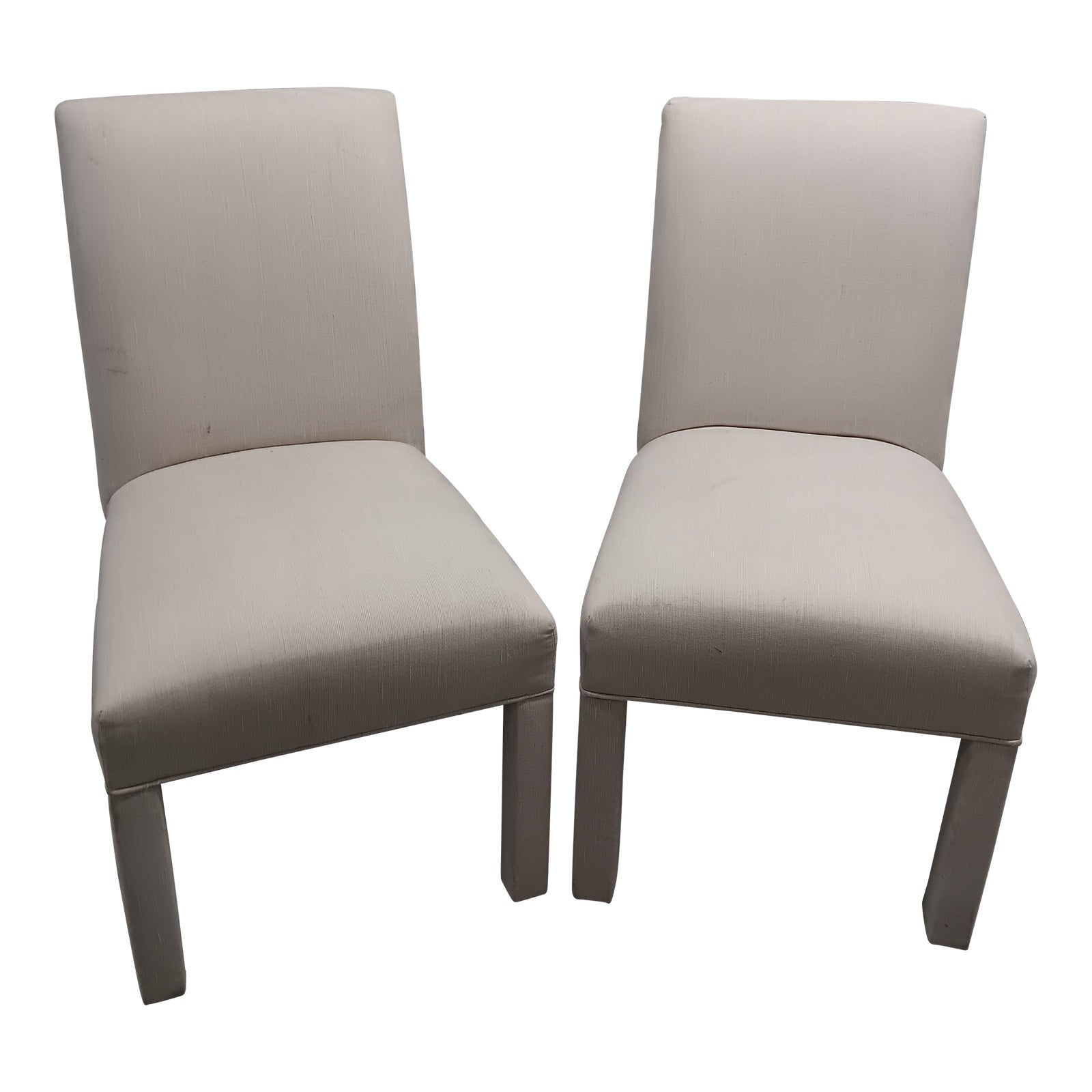 Parsons white Upholstered Chairs- Set of 2 | Chairish