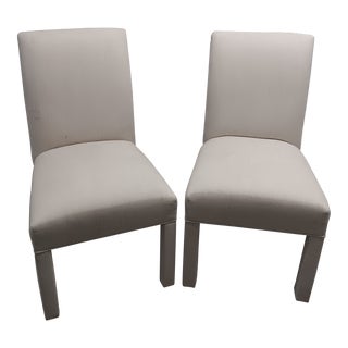 Parsons white Upholstered Chairs- Set of 2 For Sale