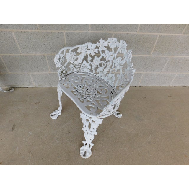 Vintage Grape Vine Pattern Cast Iron 3 Pc Garden Chair Set For Sale - Image 18 of 18