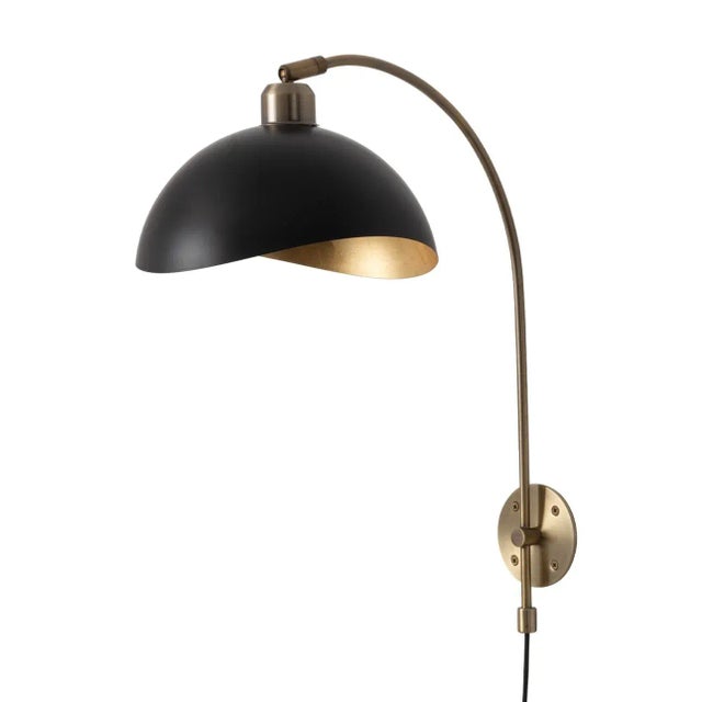 Mid-Century Modern Luna Bella Wall Sconce - Weathered Brass, Matte Black, Plug-In For Sale - Image 3 of 11