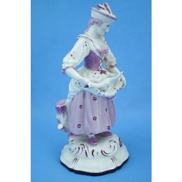 Ceramic 19th Century Porcelain Sculpture Lady with Duck by Capodimonte, Italy For Sale - Image 7 of 18