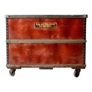 Vintage Industrial Rolling Bin Cart For Sale