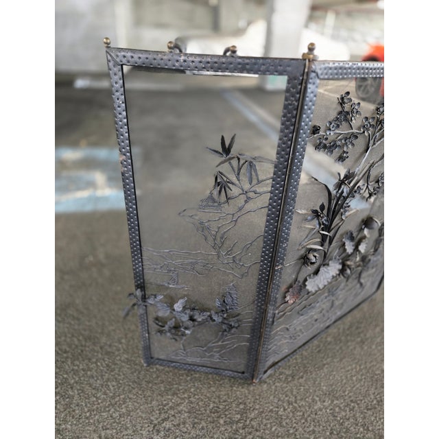 Metal 1920"s Wrought Iron Japanese Wrought IronFirescreen For Sale - Image 7 of 10