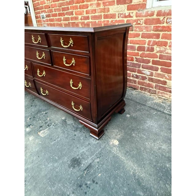 Wood Henkel Harris Solid Mahogany Bombe Style Dresser For Sale - Image 7 of 17