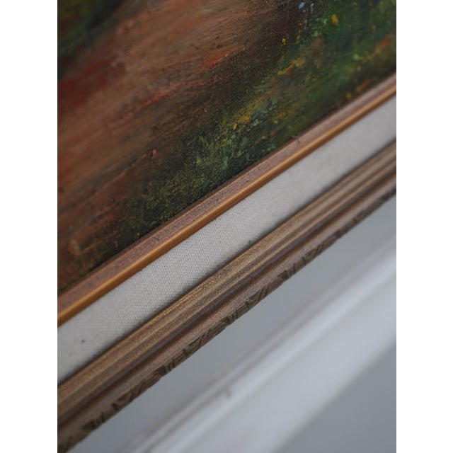 Traditional B. Trapp Vintage Meadow & Cottage Framed Oil Painting on Canvas For Sale - Image 3 of 12