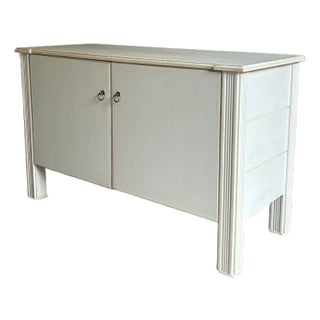 Vintage Coastal Regency Style Cream Console Cabinet For Sale