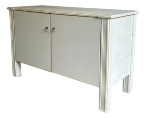 Vintage Coastal Regency Style Cream Console Cabinet
