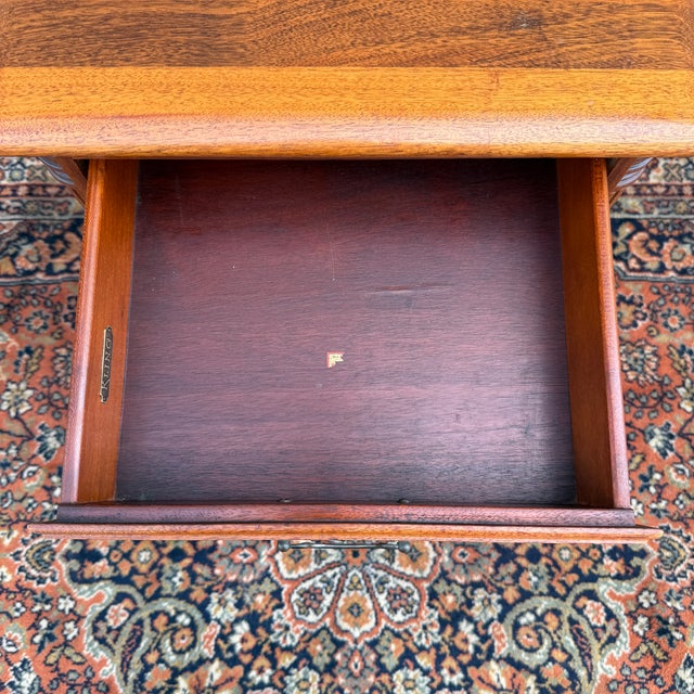 1960s Vintage Kling Furniture Chippendale Solid Mahogany Nightstand With Drawer and Open Cabinet For Sale - Image 5 of 16